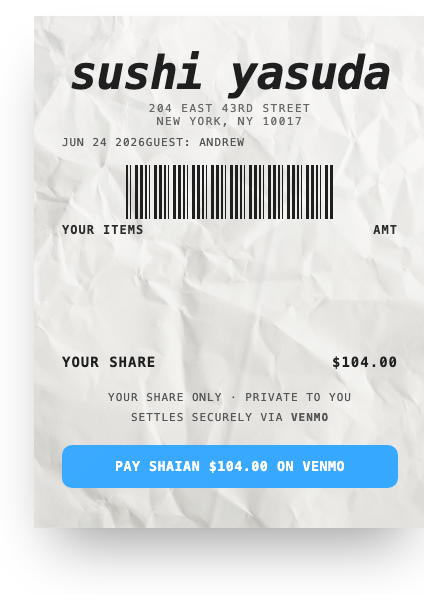A crumpled album-style receipt